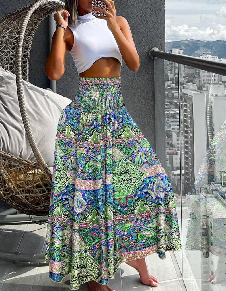 Women's High Waist Slimming Summer Fashion Printed Skirt
