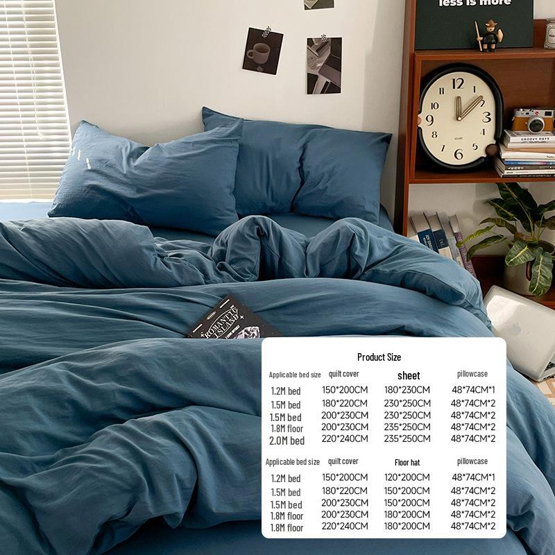 New Two-Tone Washed Cotton Dorm Set - Four-Piece Comfort Collection