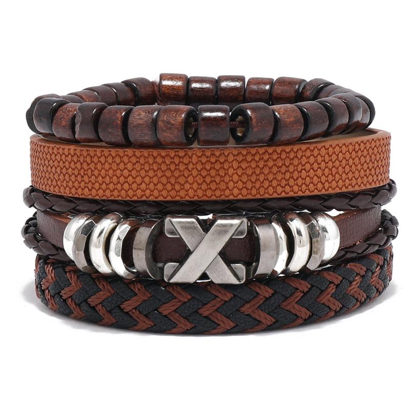 ZORCVENS Classic Hand-Woven Leather Bracelet Multilayer Men Bracelets Punk Beads Bangle for Friend Charm Jewelry Gifts