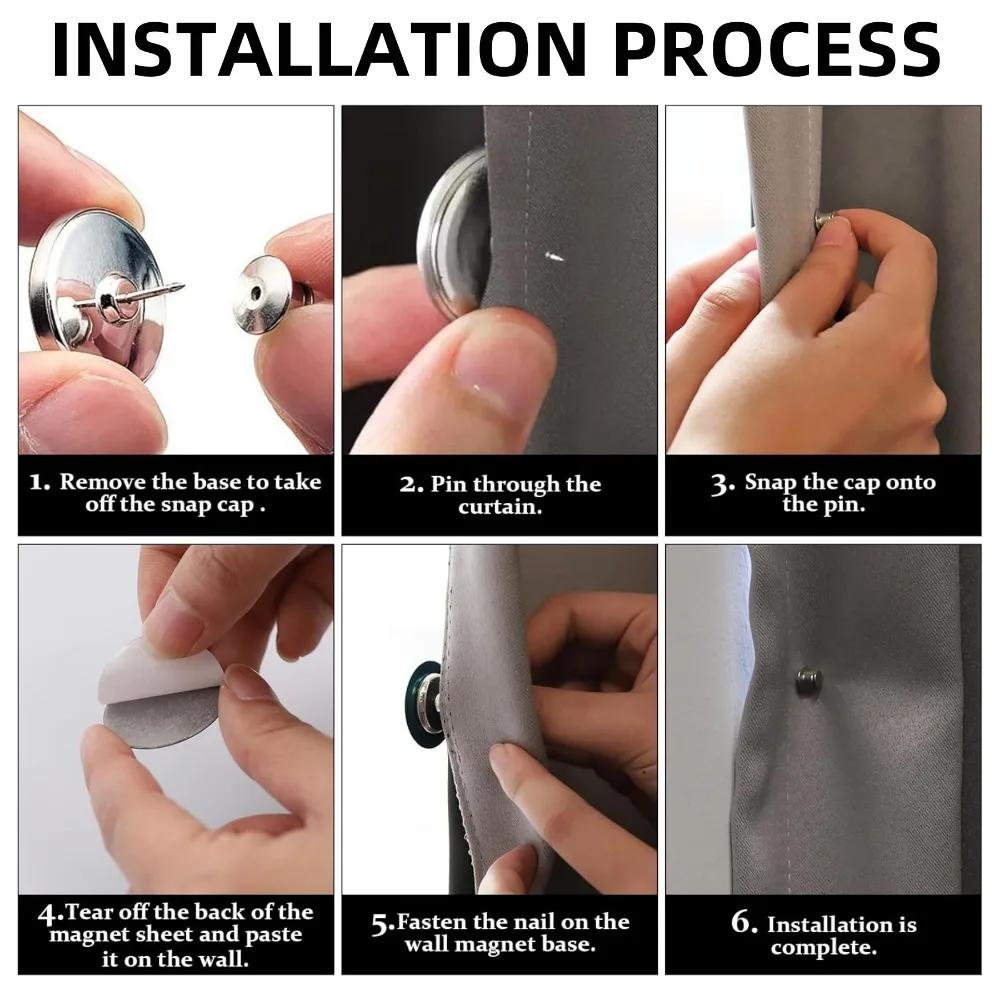 15Pairs Curtain Magnetic Buckle Detachable Curtain Magnet Buckle Suitable for Curtains - Install Wall Monted Magnetic Buckle