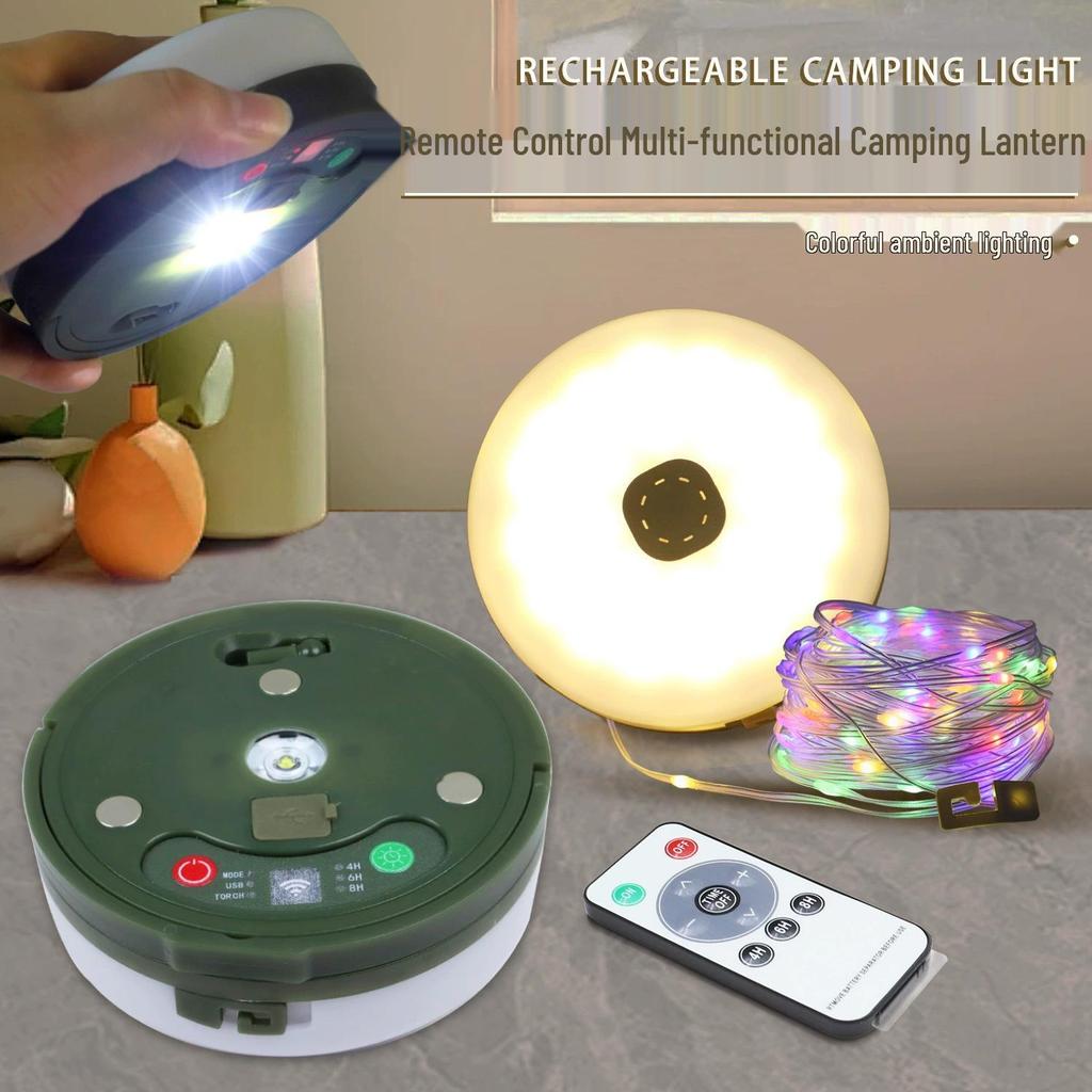 Ultra Bright Waterproof Solar Camping String Lights with Tent Lamp and Tape Measure Storage