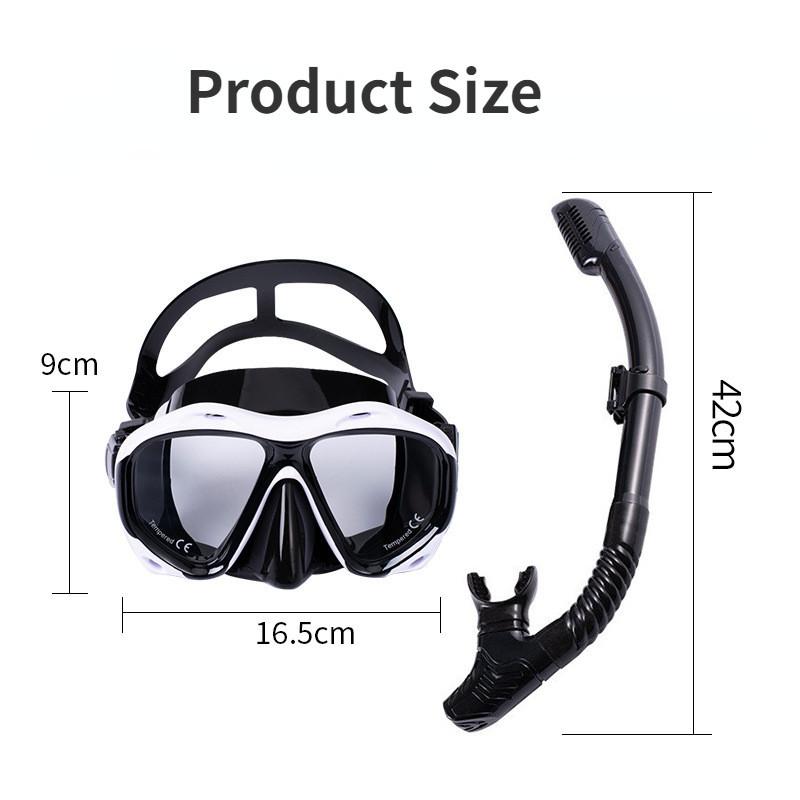 16.5 * 9cm Large Frame Silicone Diving Face Mask Fully Dry Breathing Tube Outdoor Sports Snorkeling Equipment Diving Goggles Breathing Tube Set