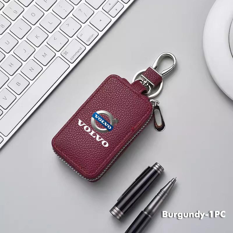Leather Car Litchi Patterned Key Bag Wallet ID Card Coin Purse For Volvo V50 S60 XC60 S40 XC40 XC90 V70 XC70 C30 V40 V60 HL9