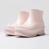 Women Glossy  Ankle Rain Boots Wedge Platform Thick Sole Waterproof Rubber Short Chelsea Style Rain Shoes
