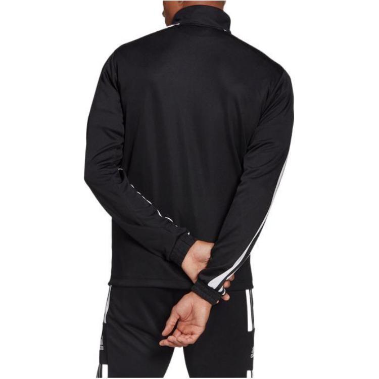 adidas FW22 Striped Print Logo Zip Collar Jacket Men Outerwear Black GK9546
