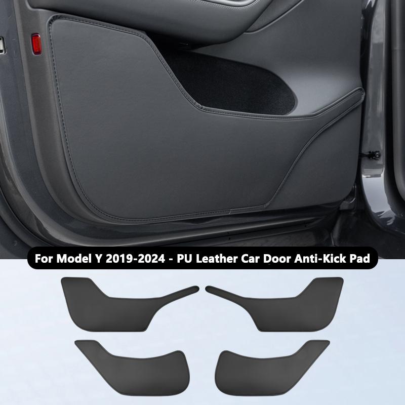 Car Door Anti-Kick Pads For Tesla For Model Y / 3 PU Leather Side Door Panel Protector Anti-Dirty Pad Car Interior Decoration