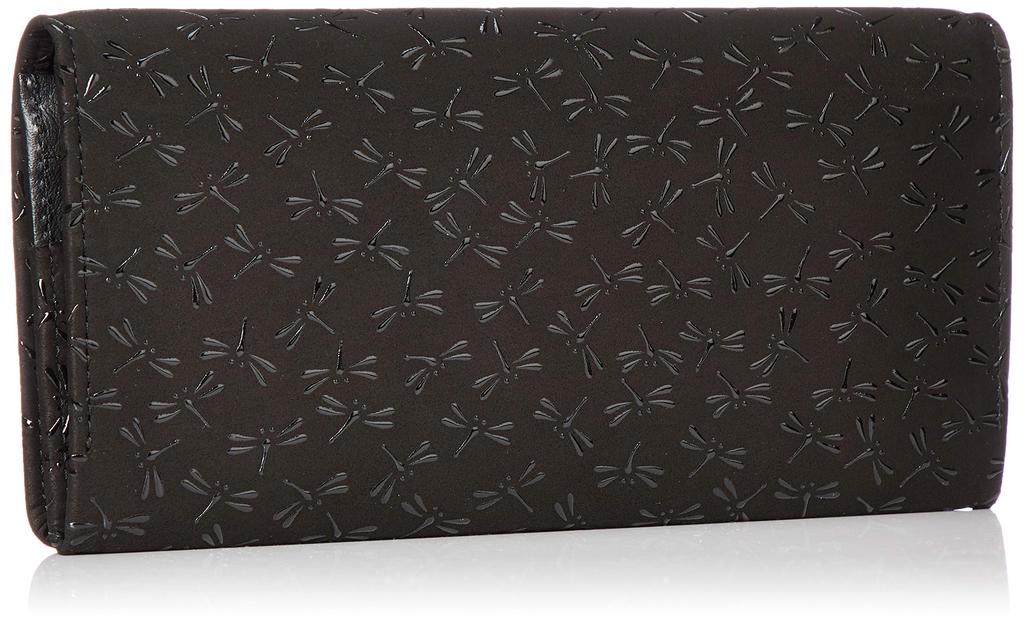 Long Billfold Black Deerskin x Black Dragonfly Pattern [Indenya] Wallet, M, 2109-01-008, Lacquer,