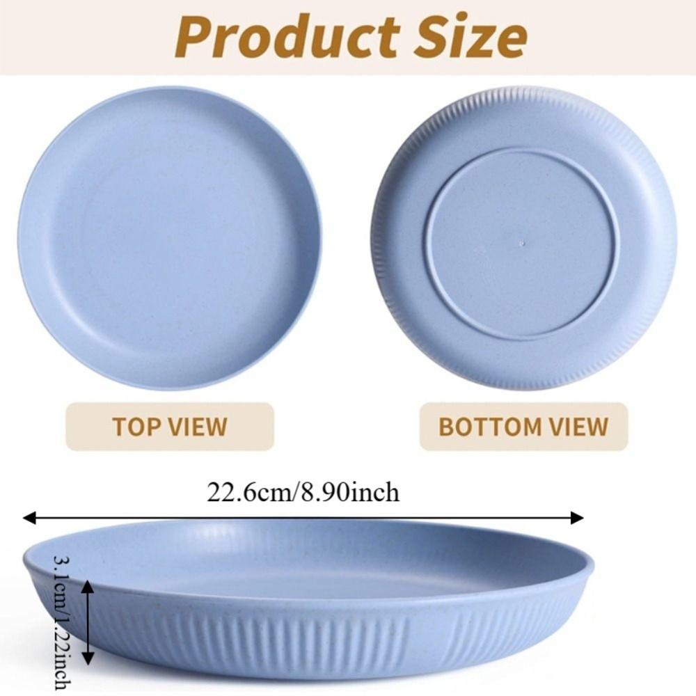 8PCS 9 in Camping Plate Unbreakable Snack Dish Household Fruit Plate Adult