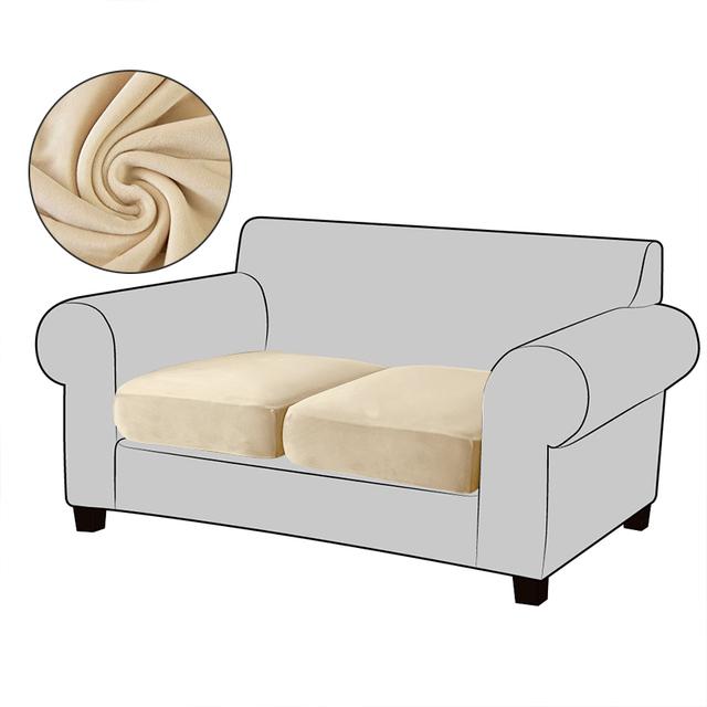 White Velvet Sofa Seat Cushion Cover Elastic For Living Room Corner Couch Cover Stretch Sofas Case Seat Slipcover 1 2 3 4 Seater for Home