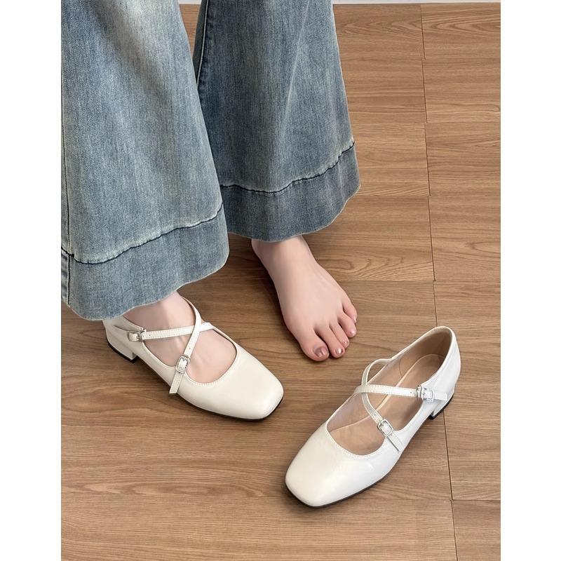 Cowhide~ Genuine leather French retro silver light mouth single shoes women's thick heel versatile Mary Jane high heels small leather shoes