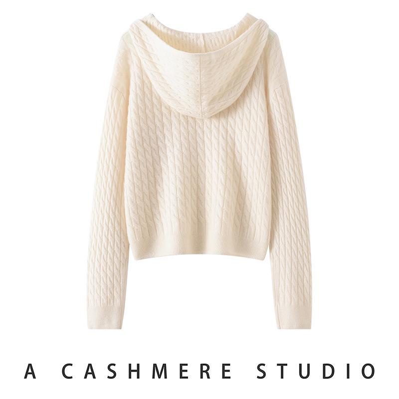 Lekasha Women's Cashmere Hooded Knit Top - Loose Casual Autumn/Winter Base Layer Sweater