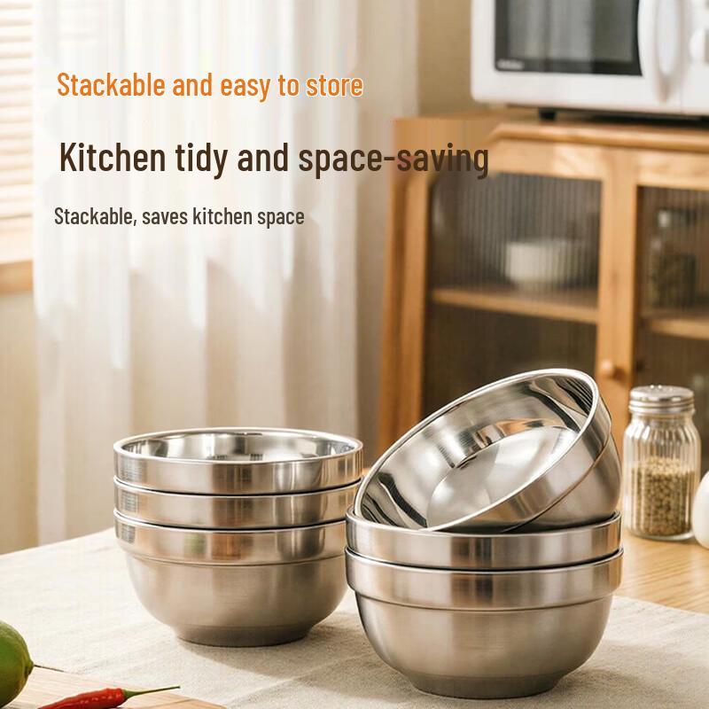 

Meichu 304 Stainless Steel Double-Layer Insulated Soup Bowls (Set of 6)