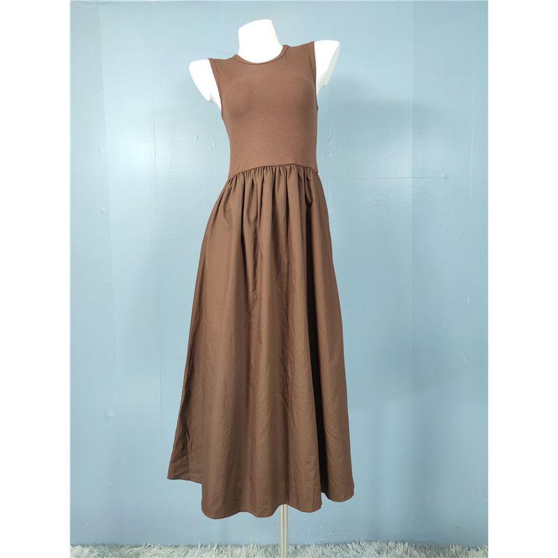 

Заказ внешней торговли Re s Высококачественное Удобное Эластичное Вязаное Лестное Лоскутное Хлопковое Платье с Большим Подолом Плиссированная Юбка с Карманом Brown S