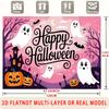 Party Backdrop Halloween Flat Spanish Language Ghosts Pumpkins Spooky Haunted House Photo Booth Background Front Door Decor