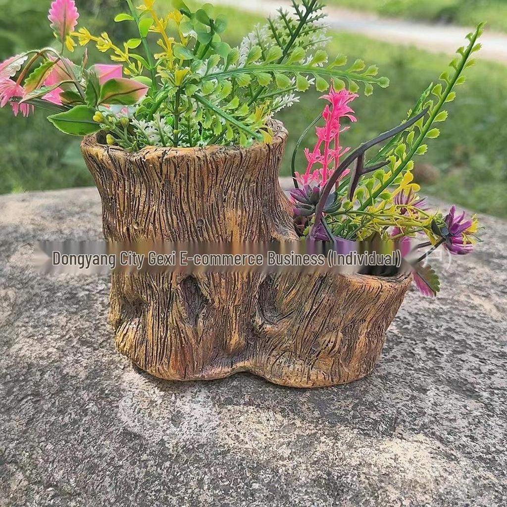 Bedårande sittande stor mage blomkruka skulptur för trädgård eller gräsmatta