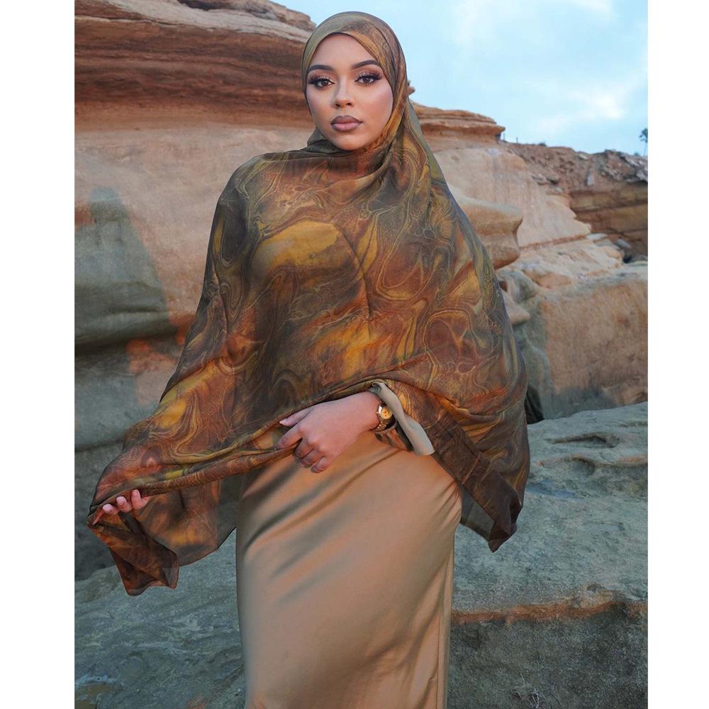 Women's High-End Lightweight Silk Print Scarf - Fashionable Cross-Border Design