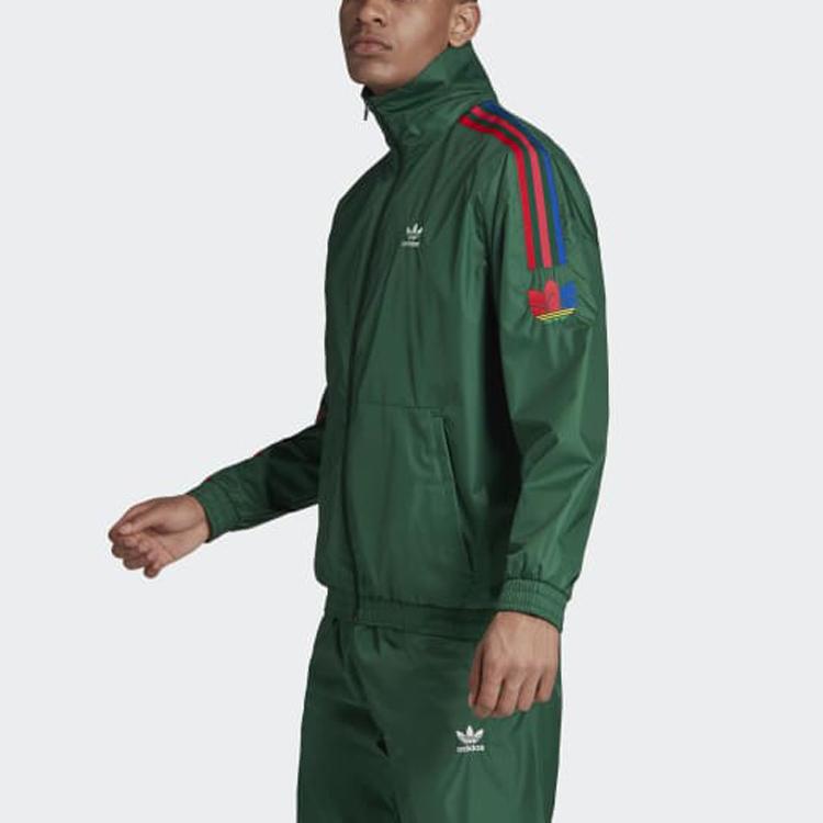 Adidas Originals Trefoil Ståkrage Tettsittende Jakke Herre Overbekledning Mørkegrønn GE0847