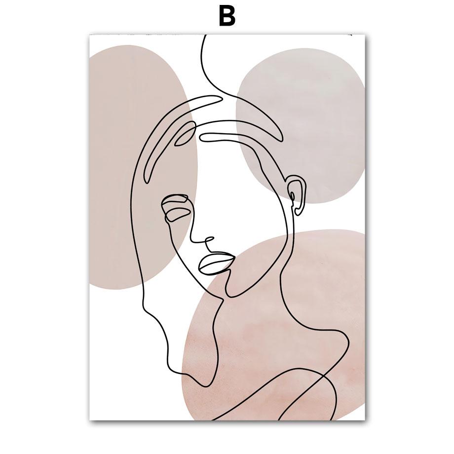 Pintura em Tela Arte de Parede Linha Corpo de Menina Preto Branco Minimalista Pôsteres e Impressões Nórdicos Imagens de Parede para Decoração de Sala de Estar