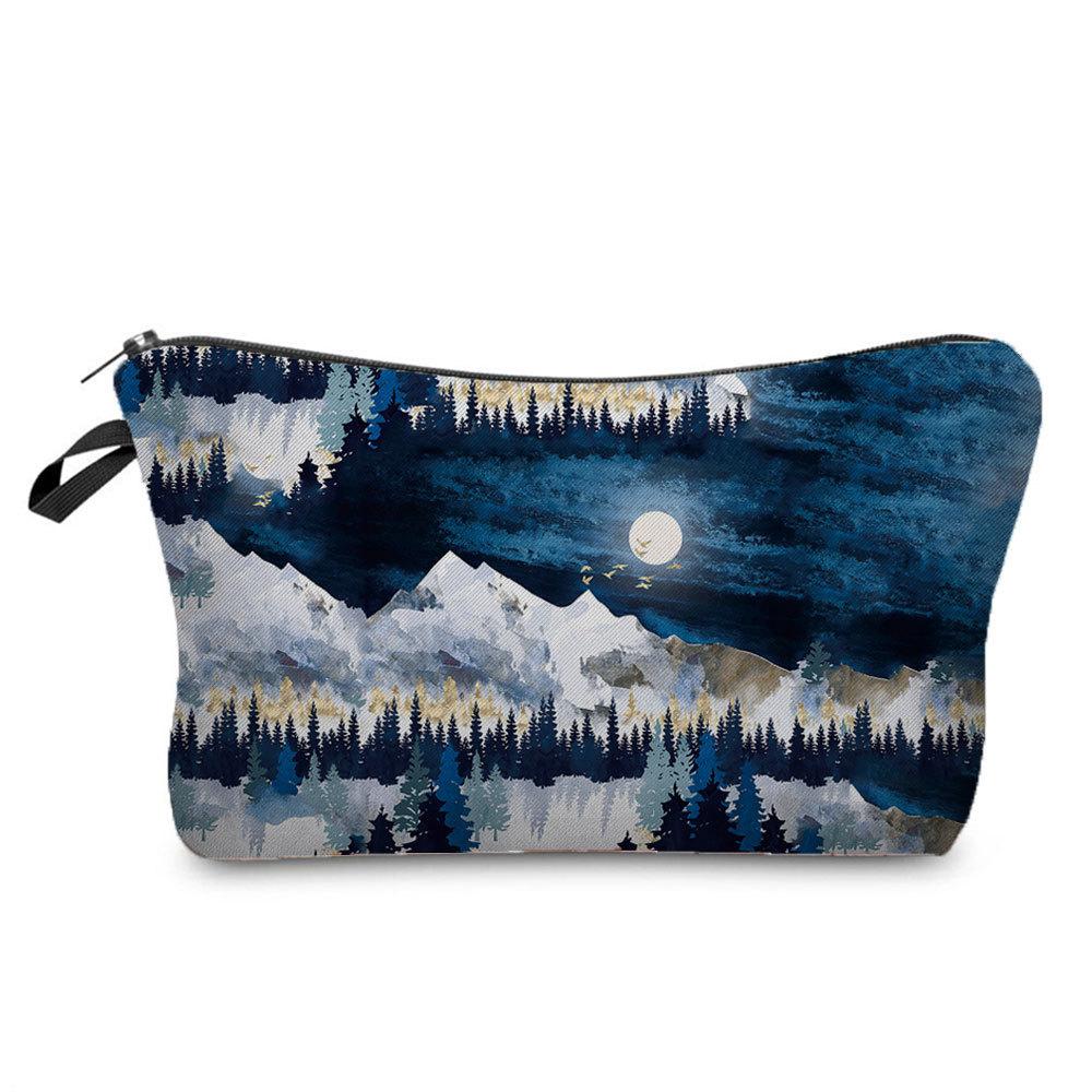 Women Landscape Painting Print Cosmetic Bag Toiletries Organize Travel Storage Case 6672