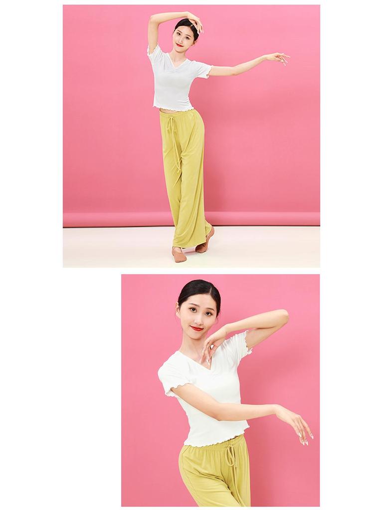 Huayu Women's Short Sleeve V-Neck Modal Dance Top for Adults