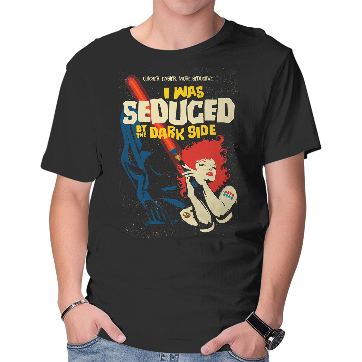 Unisex Crew Neck T-Shirt Seduced By The Dark Side Graphic Short Sleeve Casual Tee XL