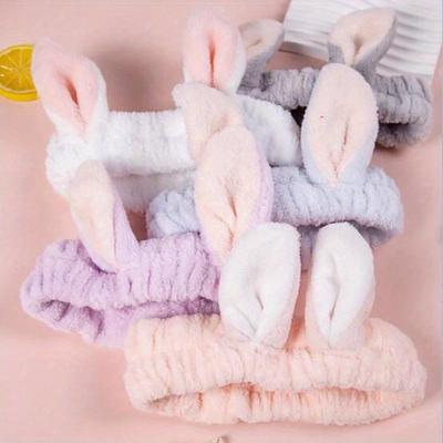 Solid Color Rabbit Ear Hair Band Hair Accessories Non-slip Face Wash Head Hoop Wash Hair Hoop Head Cover