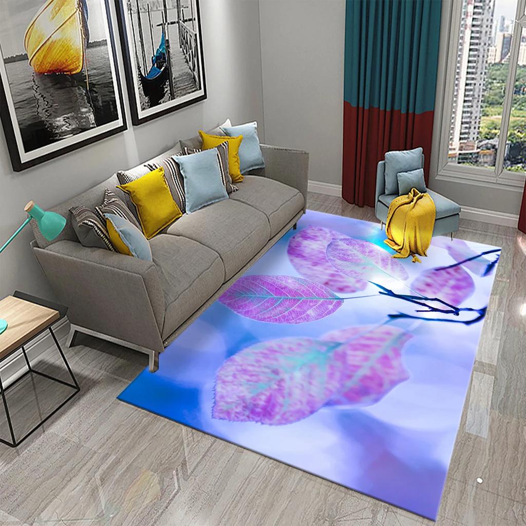 3D Colorful Leaves Carpet for Bathroom Entrance Door Anti-slip Floor Mat Kitchen Rug Mat for Living Room Bedroom Decor Area Mats
