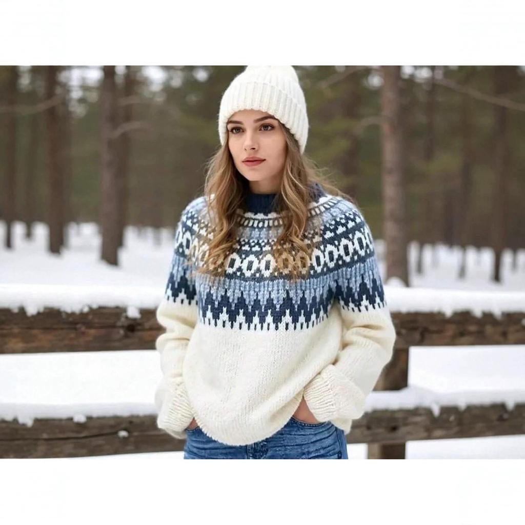 2026 Women's Color Block Knitwear: European & American Style, Versatile, Loose, Fashionable Sweater