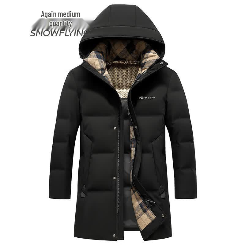 SNOWFLYING Men s Thickened Basic Duck Down Jacket with Detachable Hood 180/XL