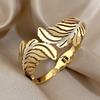 Exquisit Inlaid Rhinestone Feather Leaves Cuff Bracelets Fashion Gold Plated Stainless Steel Smooth Bangles Waterproof Jewelry