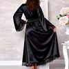Women Sexy Long Silk Kimono Dressing Gown Bath Robe Babydoll Lingerie Nightdress