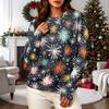 Women's Casual Long Sleeve Christmas Print Neck Sweatshirt