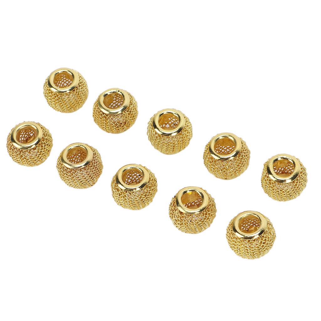 10pcs Beard Beads Metal Hollow Quick Hair Beard Dreadlocks for Hair Braids ExtensionsGold