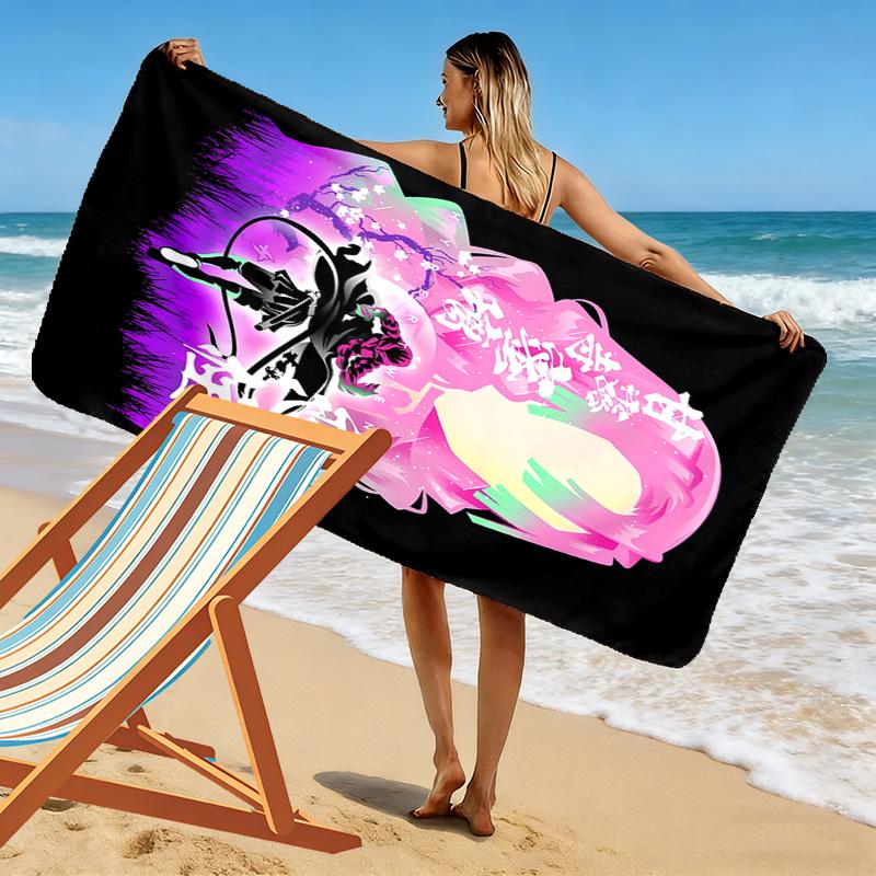 Demon Slayer Print Beach Towel, Large Soft Quick Dry Towel for Beach Camping Swimming