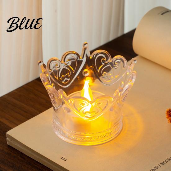 Flameless Faux Crystal Candle Night Birthday Party Supplies Romantic Wedding Decor European Style Ornament Crown LED Tea Light Creative Gift