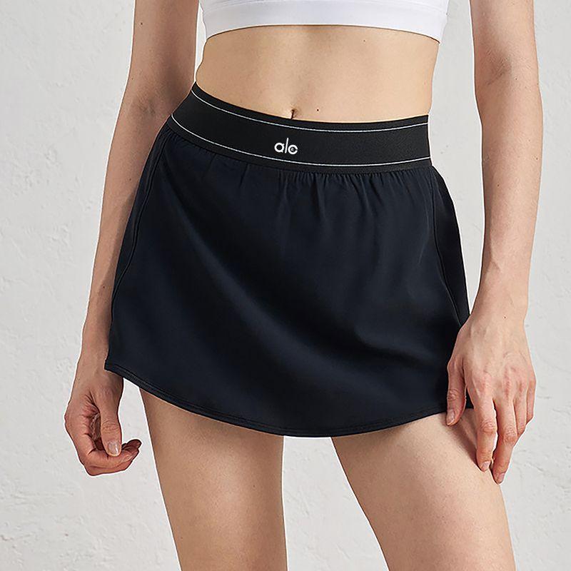 

Aloneadv Yoga Short Skirt Women s Fashion Tape Fitness Tennis Culottes Lining Pocket Stretch Quick-Drying Skirt Black XL