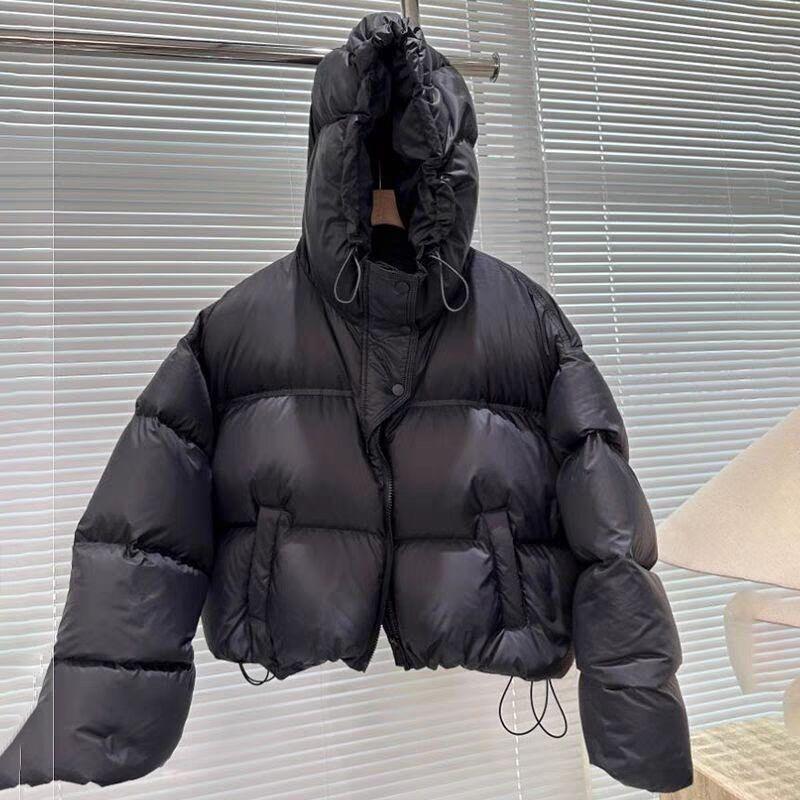 white duck down jacket women's short autumn and winter loose thickened bread jacket