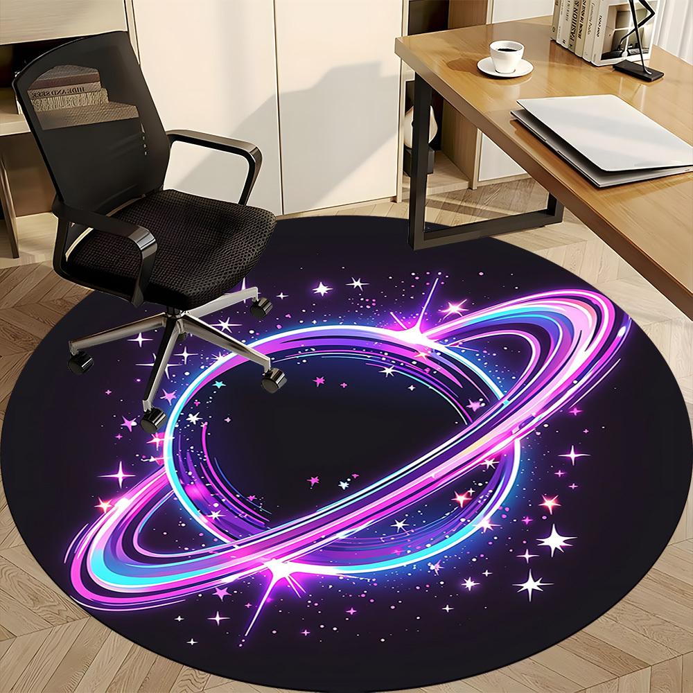 1pc Galaxy Rings Office Round Area Rug,  Mat Suitable ForOffice, Under Office Chairs Bedroom Living Room Home Decor, Room Deco