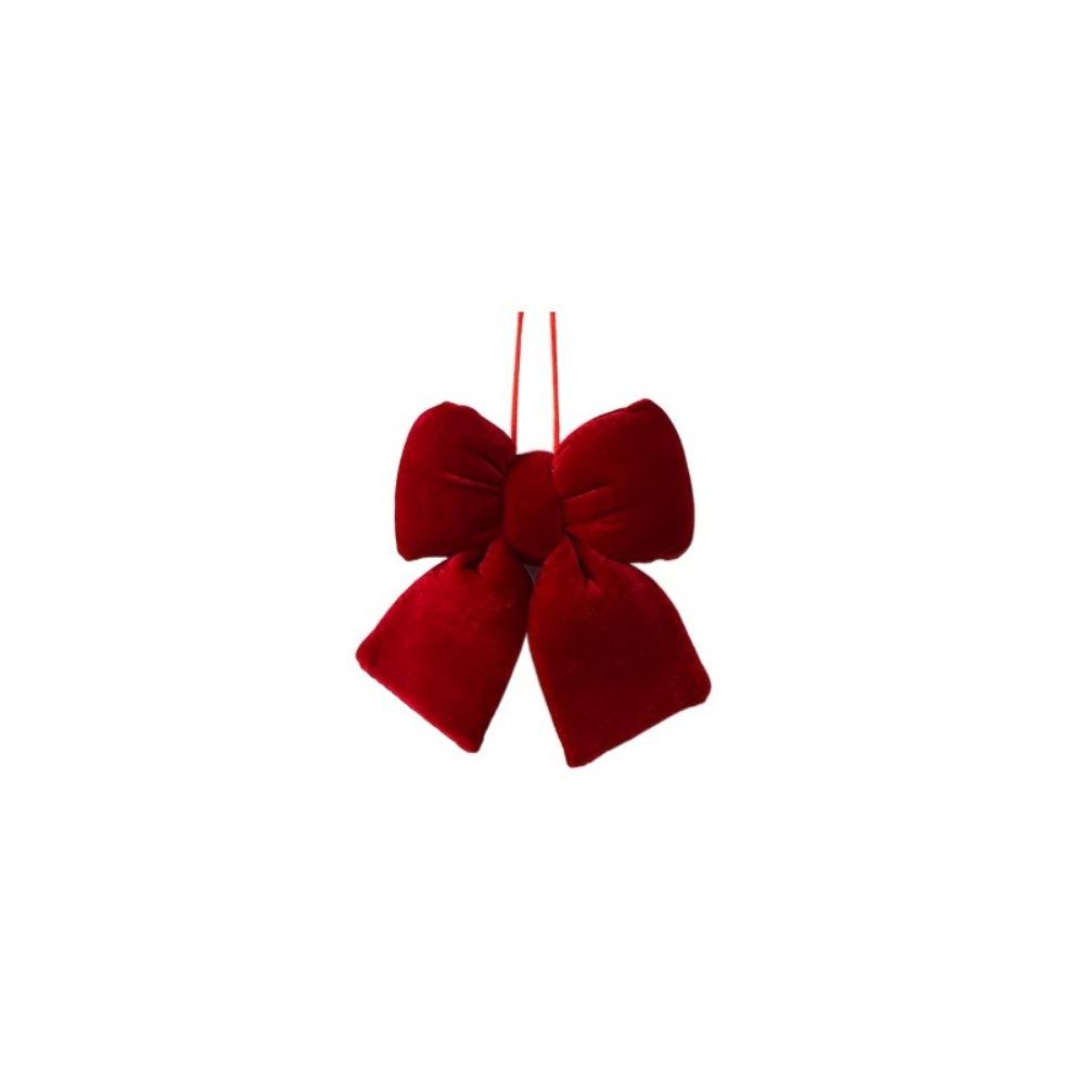 Vintage Christmas Red Bowknot Pendant Flannelette Bowknot Hanging Pendant  Christmas Party Supplies