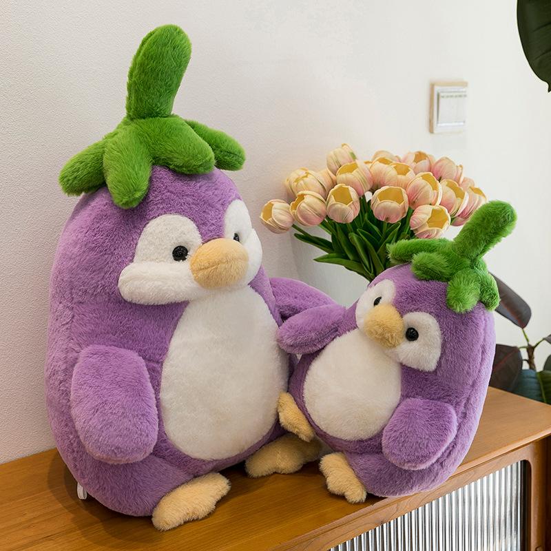 Cute Eggplant Penguin Doll Plush Toy Turned Eggplant Goose Grab Machine Doll Children Doll Girl Birthday Gift