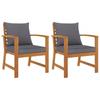 Day and Night - Day and Night Garden Chairs with Dark Gray Cushions 2 Pcs Solid Acacia Wood