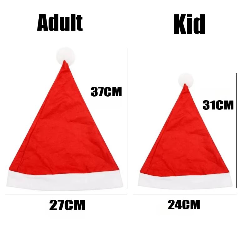 Christmas Santa Hats Soft Non-Woven Material Fluffy White Pom Pom For Xmas Parties Holiday Gatherings