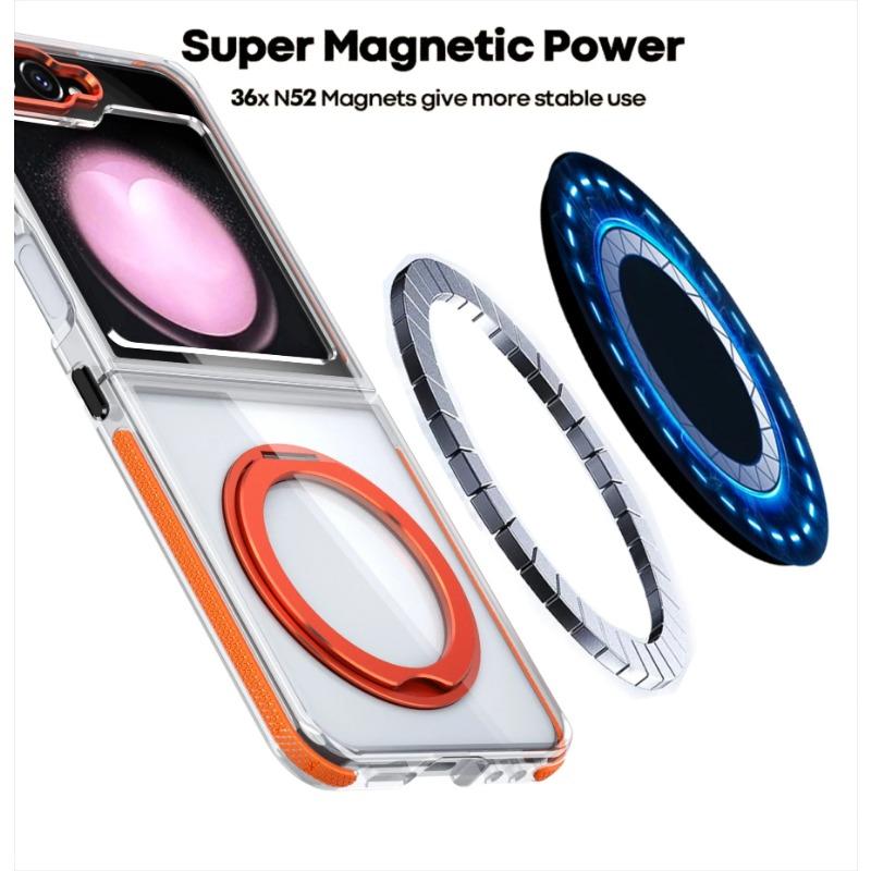 360° drehbarer Ringhalter Magnetische Handyhülle Handyhülle für Samsung Galaxy Z Flip 6 Flip6 5G Transparente stoßfeste Hülle