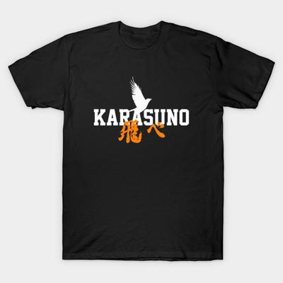 Herren Schwarzes Print T-Shirt Super Großes T-Shirt karasuno No-Cut Transferpapierdruck Baumwoll-T-Shirt