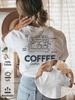 Vintage Coffee Machine Cup Print Unisexs TShirt Short Sleeve Casual Graphic Tops Fashion Streetwear for Ladies