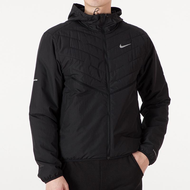Nike Therma-FIT Herren Winddichte Kapuzen-Lauf-Trainingsjacke Schwarz DD5645-010