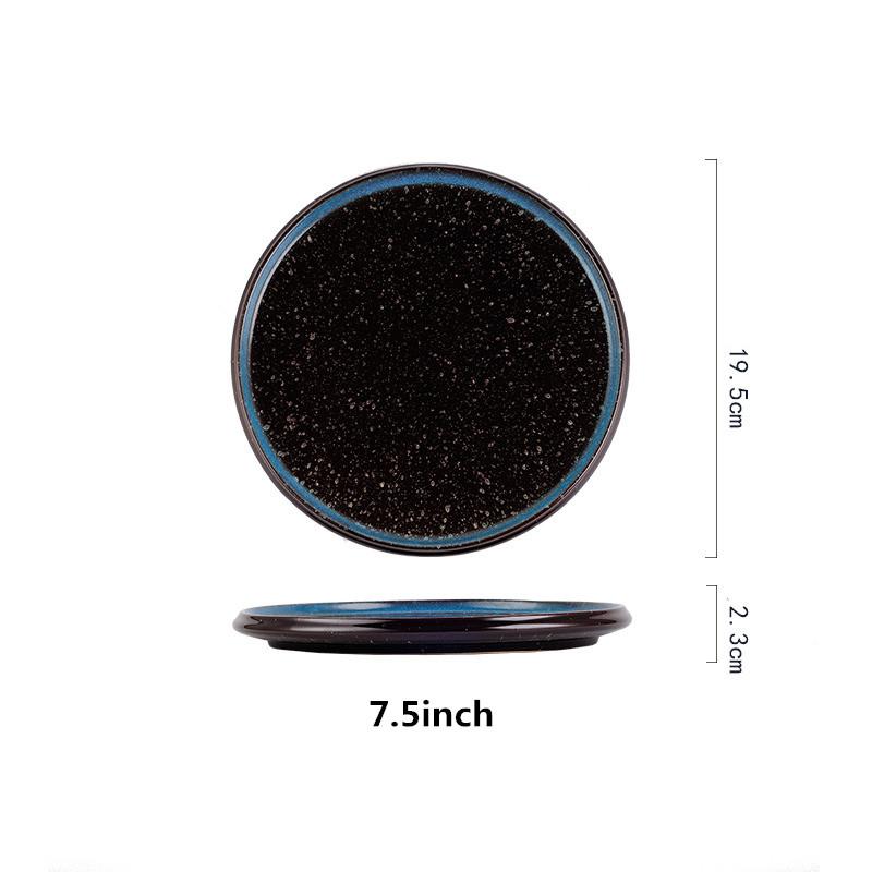 Steak plate plate Household creative black sushi Commercial Japanese food Dim sum flat plate breakfast dishes and plates sets