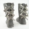 Novedad Invierno Pajarita Niña Botas Altas Cuero Genuino Mujer Botas de Nieve Botas de Felpa Gruesa Zapatos de Mujer Zapatos Cálidos