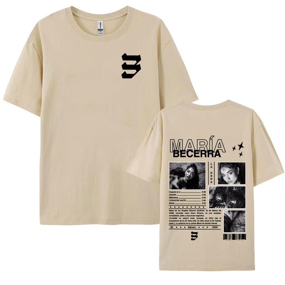Singer Maria Becerra La Nena Tour 2025 Graphic TShirts Unisex Women Retro Hip Hop Fashion Oversized T Shirt Cotton Casual Tshirt