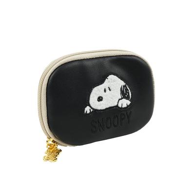 SNOOPY Women's Smart Key Case with Zipper, Small Pouch, Pocket, Cute and Stylish (Black)